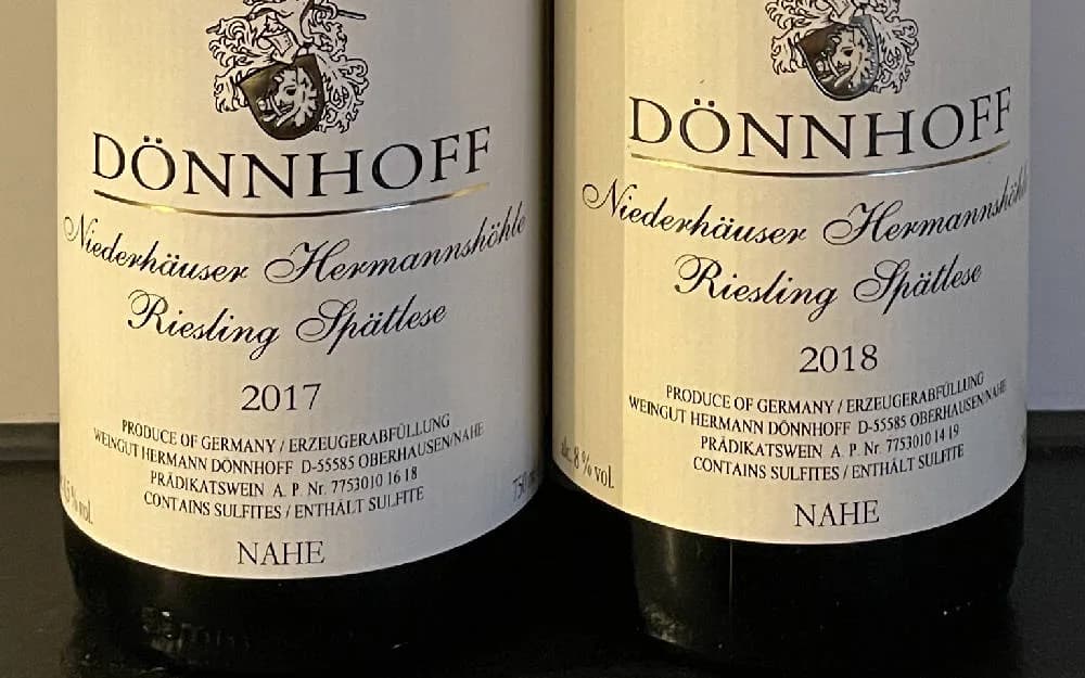 Dönnhoff Niederhäuser Hermannshöhle Spätlese 2017 und 2018 - image 2