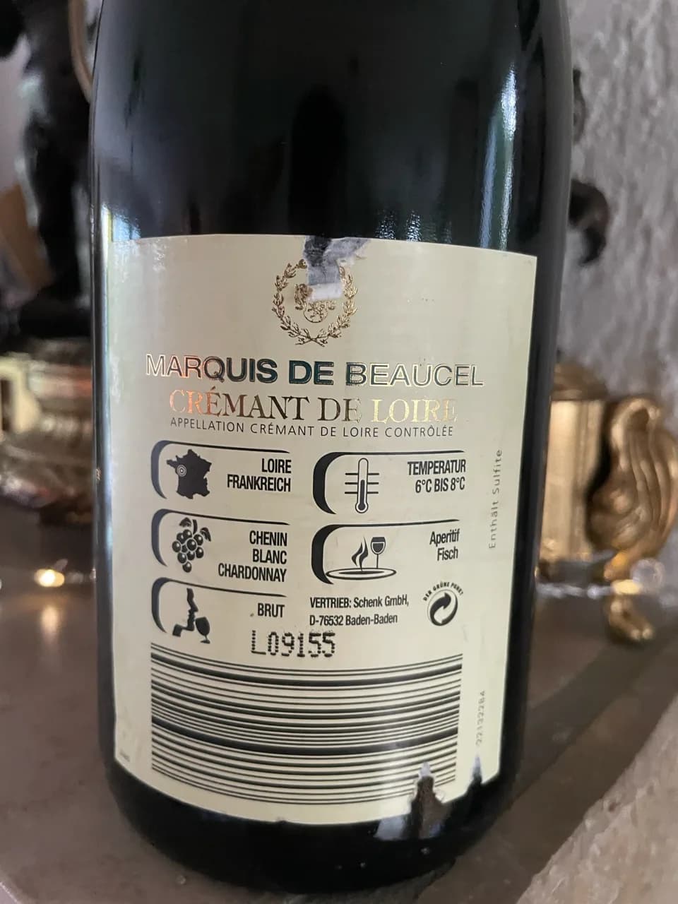 cremant de Loire Marquis de beaucel brut blanc dw blanc elabore par emb 4937 a saumur val de loire 1990 TRINKBAR - image 3
