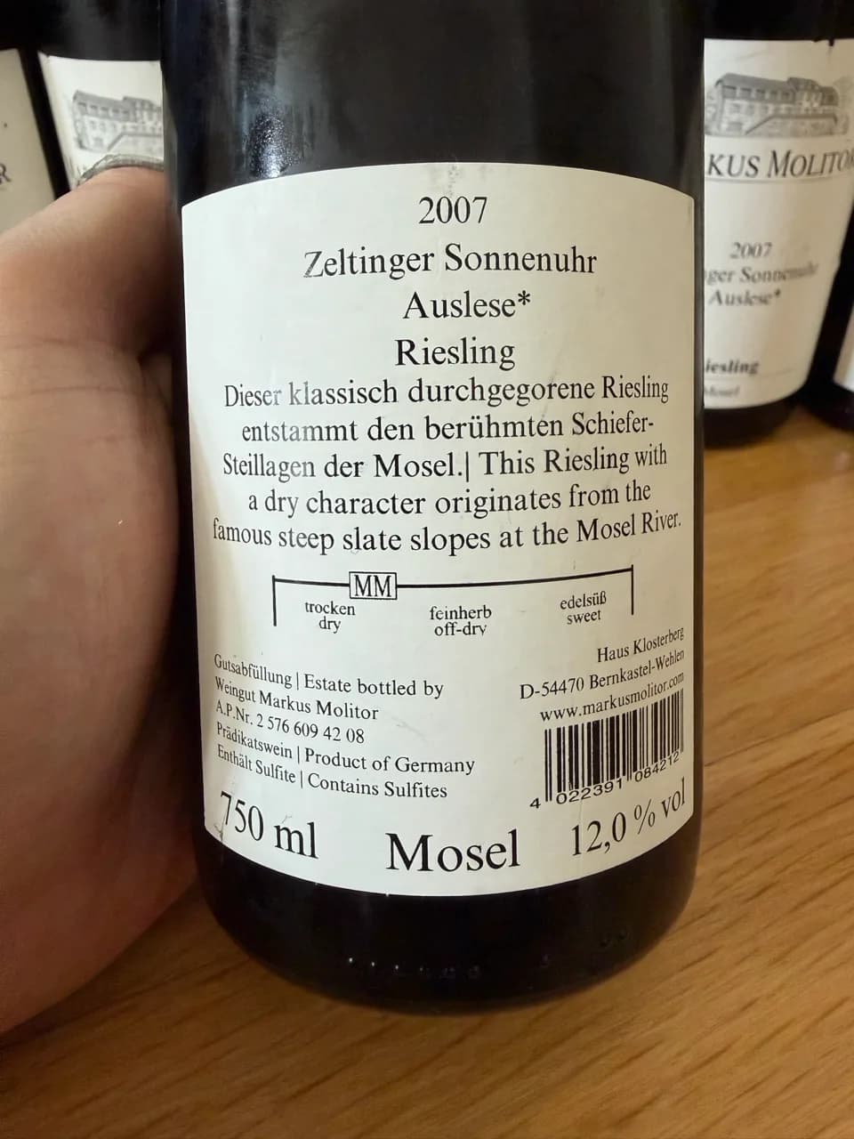 Markus Molitor Zeltinger Sonnenuhr Auslese* 2007 - image 1