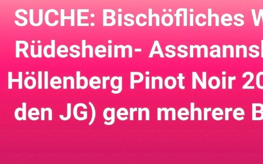 SUCHE: Bischöfliches Weingut Rüdesheim- Assmannshausen Höllenberg Pinot Noir 2020 (nur den JG) - image 2